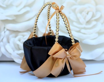 gold wire flower girl basket