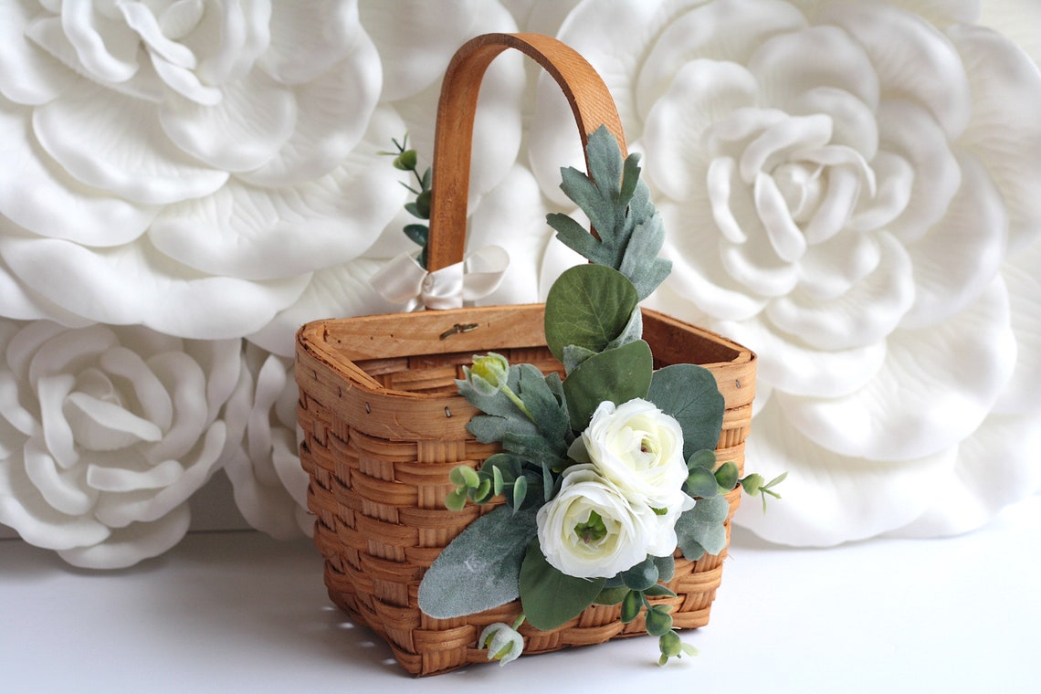 Flower Girl Basket Willow Flower Basket Rustic Flower image 4