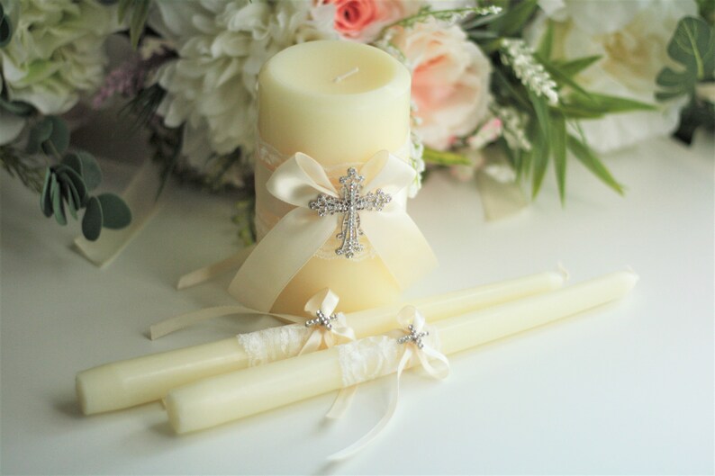 Ivory Unity Candle Set Cross Unity Candles Unity Candles Etsy