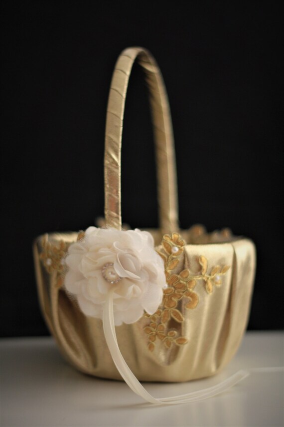 gold flower girl baskets