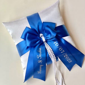 Ring Bearer Pillow Royal Blue Wedding Ring Pillow Personalized Pillow Royal Blue Pillow for Wedding Blue Ringkissen Ring Boy Pillow Cushion