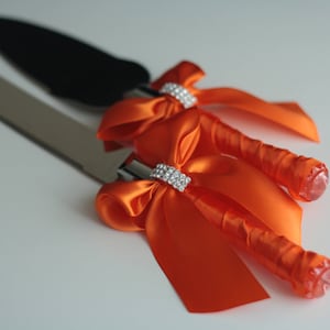 Orange Cake Server Set, Orange Wedding Cake Cutting Set / Orange Cake Serving set / Wedding cake knife and Server \ Wedding knife set