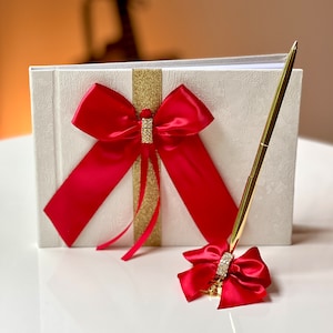 Red Guest Book with Pen Red Sign in Book Wedding Guest Book Wedding Wish Book Memory Book Wedding Journal Custom Guestbook Unique Guest Book