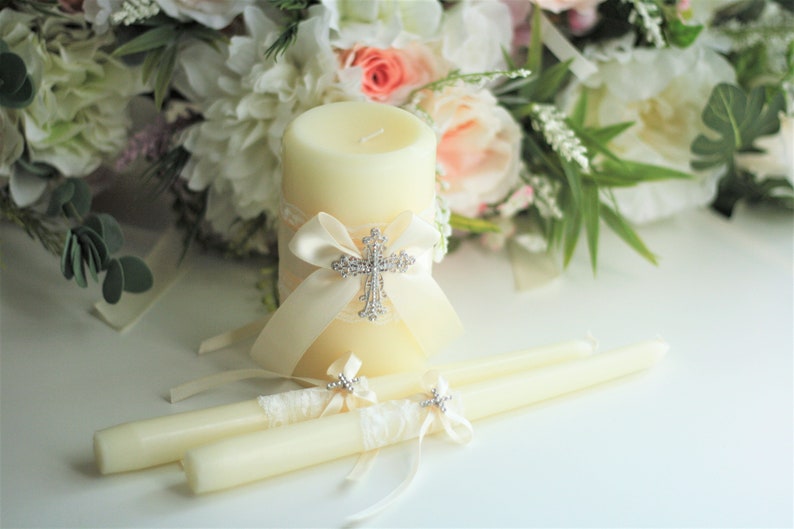 Ivory Unity Candle Set Cross Unity Candles Unity Candles Etsy