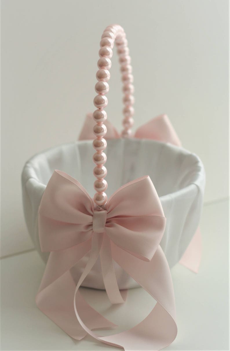Pink Wedding Basket / Pink Flower Girl Basket / Blush Pink Etsy