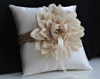 Ring Bearer Pillow Rustic Ring Pillow, Rustic Wedding Ring Pillow, Wedding Pillow Burlap Ring Holder Rustic