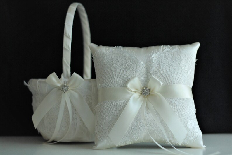 White Wedding Ring Pillow Ring Pillow Holder Lace Ring Box For Brides And Groom, JZH-5883