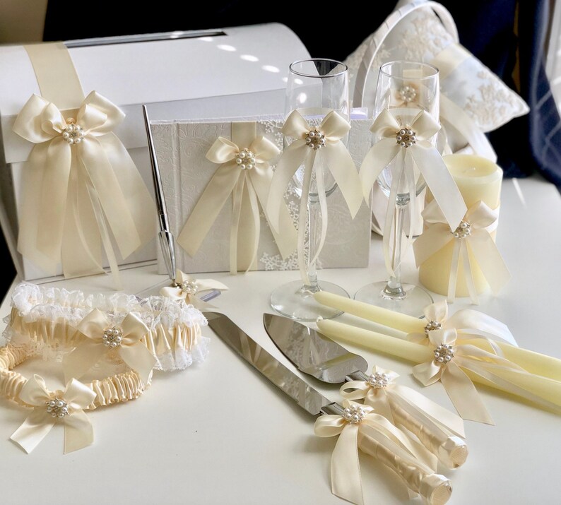 Ivory Cake Serving set, Ivory Cake Server Set, Beige Wedding Cake Cutting Set, Wedding cake knife and Server, Ivory Wedding knife set image 7