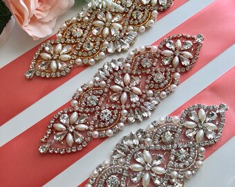 8548 Coral Wedding Belt For Bride Dress- Dress Plain Bridal Belts Beaded Lace Wedding Dress Belt, Shades of Coral - Custom  main image 3