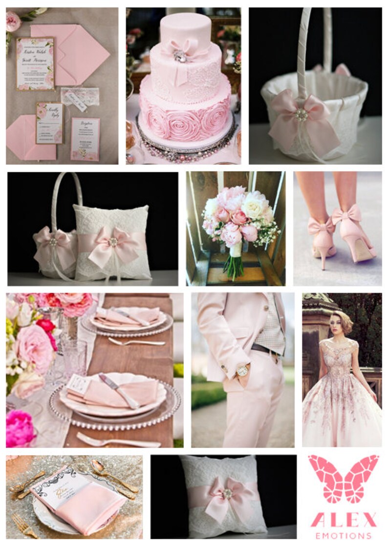 Blush Pink Flower Girls Basket and Ring Bearer Pillow Set Etsy