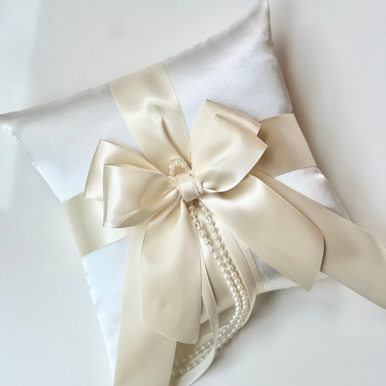 ivory ring bearer pillow with pearls