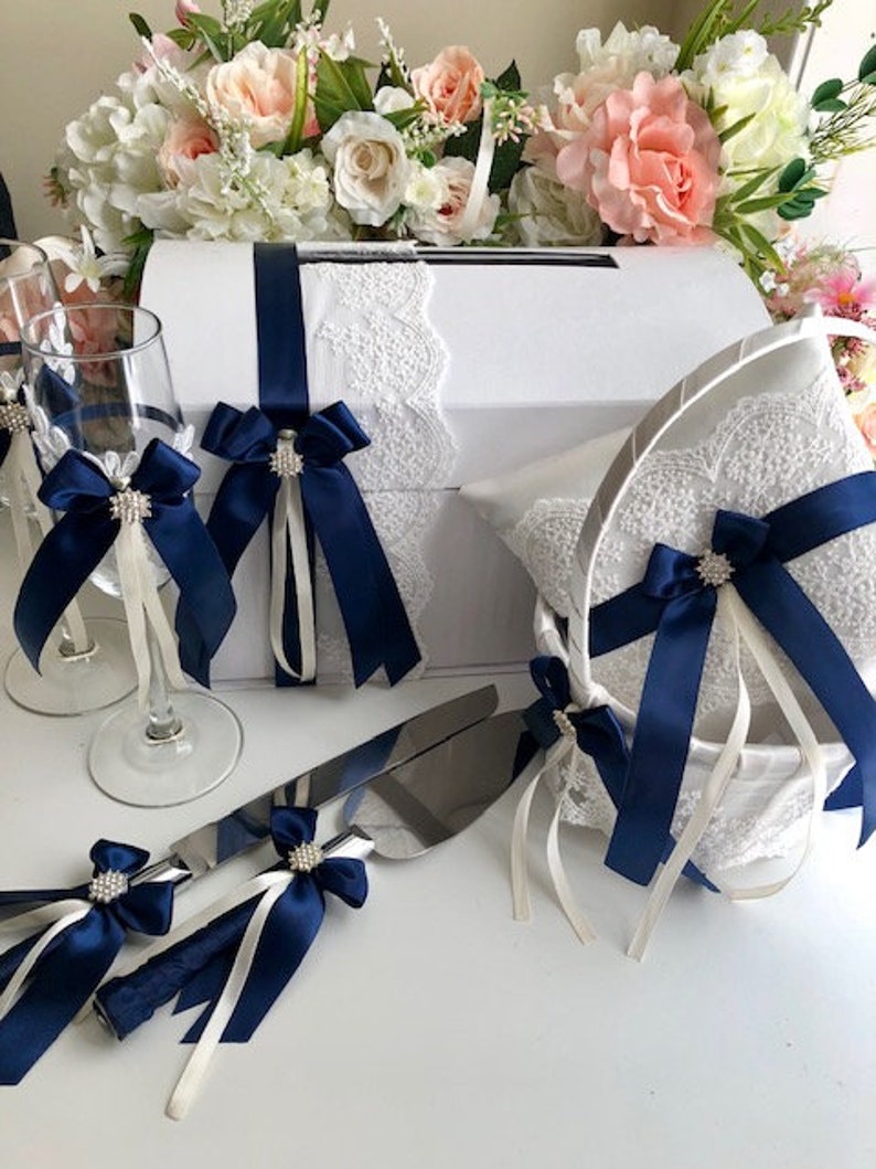 Navy Card Box Money Box Large Wedding Card Box Wedding Etsy