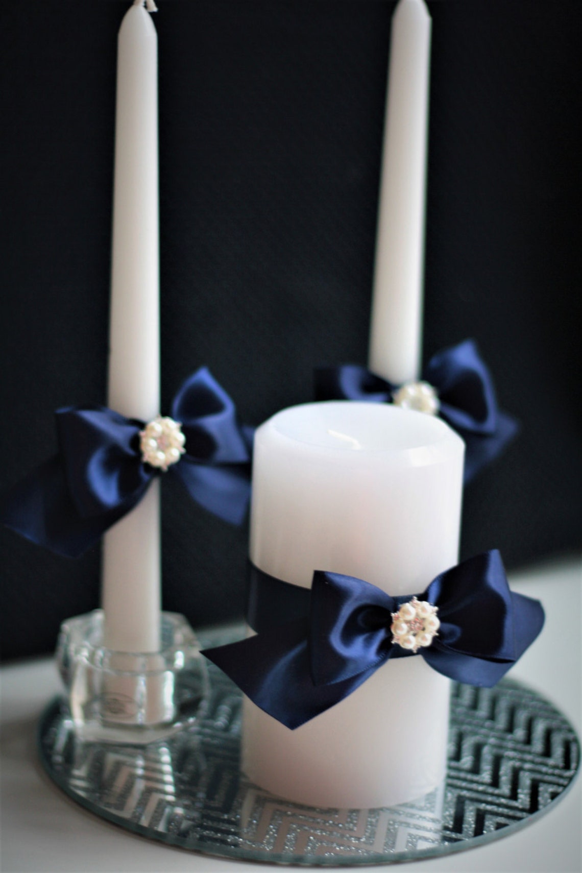 Navy Blue Wedding Candles / Unity Candles / Navy unity candles Etsy