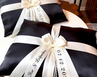 Kneeling Pillows Black Two Church Pillows Personalized Custom Kneeling Pillows for wedding Black Large Pillows Custom Prayer Pillows