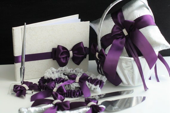 Plum Wedding Decor Flower Girl Basket Plum Ring Bearer Etsy