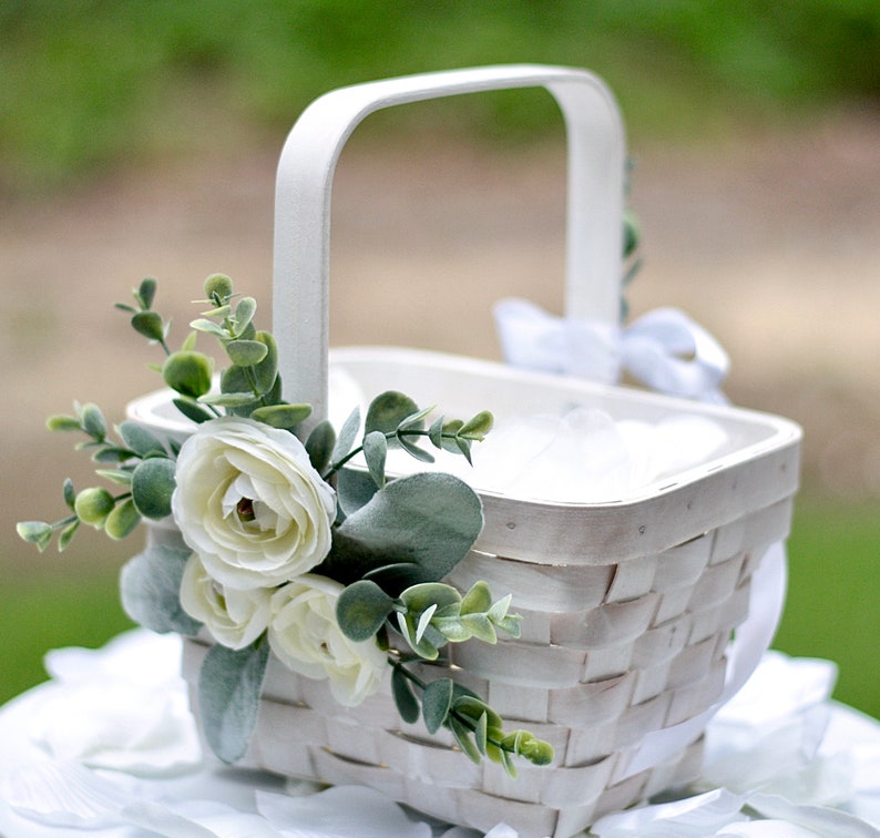Flower Girl Basket White Willow Basket White Flower Girl Etsy