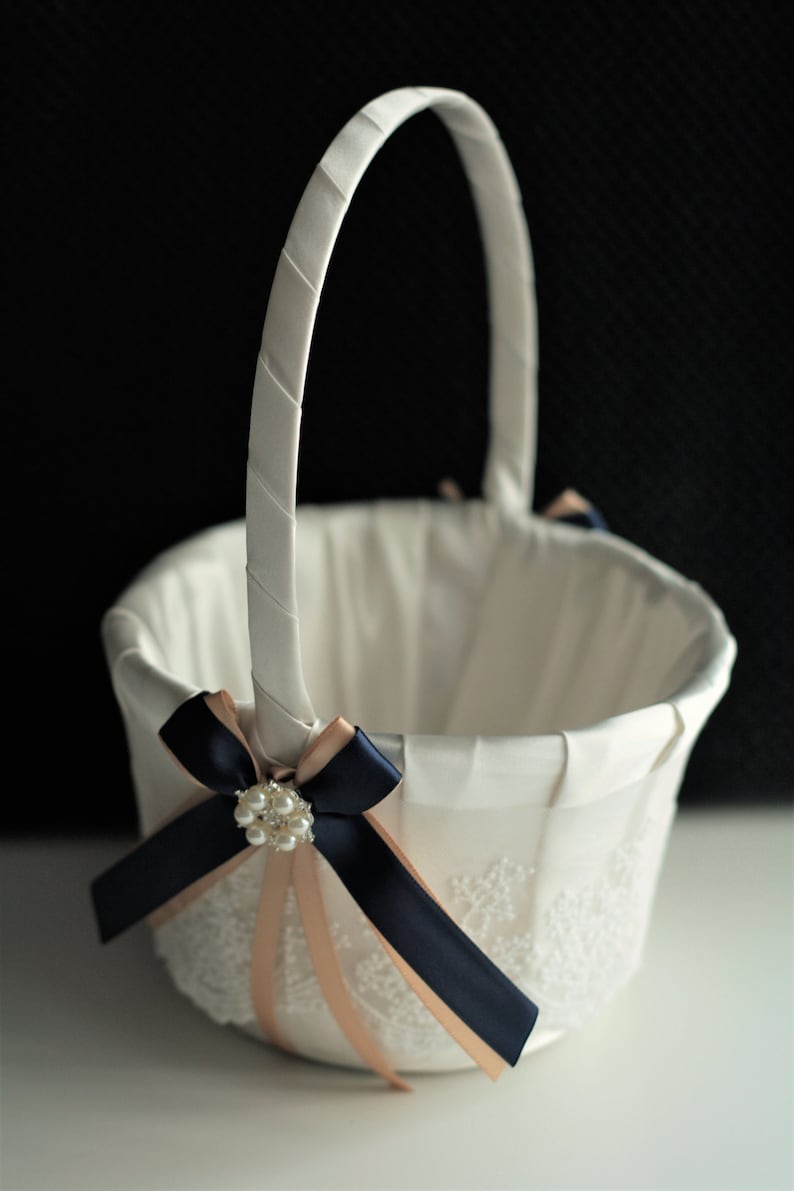 Ring Bearer Pillow and Flower Girl Basket Set Champagne Basket Etsy