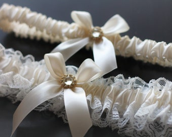Bridal Garters Ivory Bridal Garter Set, Ivory Wedding Garters, Wedding Garter Set, Bride Garter Toss Garter, Keepsake Garter, Prom Garter