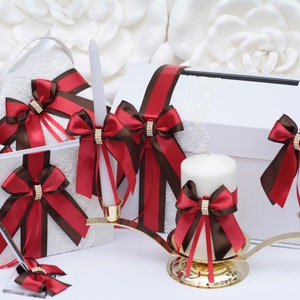 Wedding  Black Red Flower Girl Basket Ring Pillow Guest Book Pen Gift Card Box 