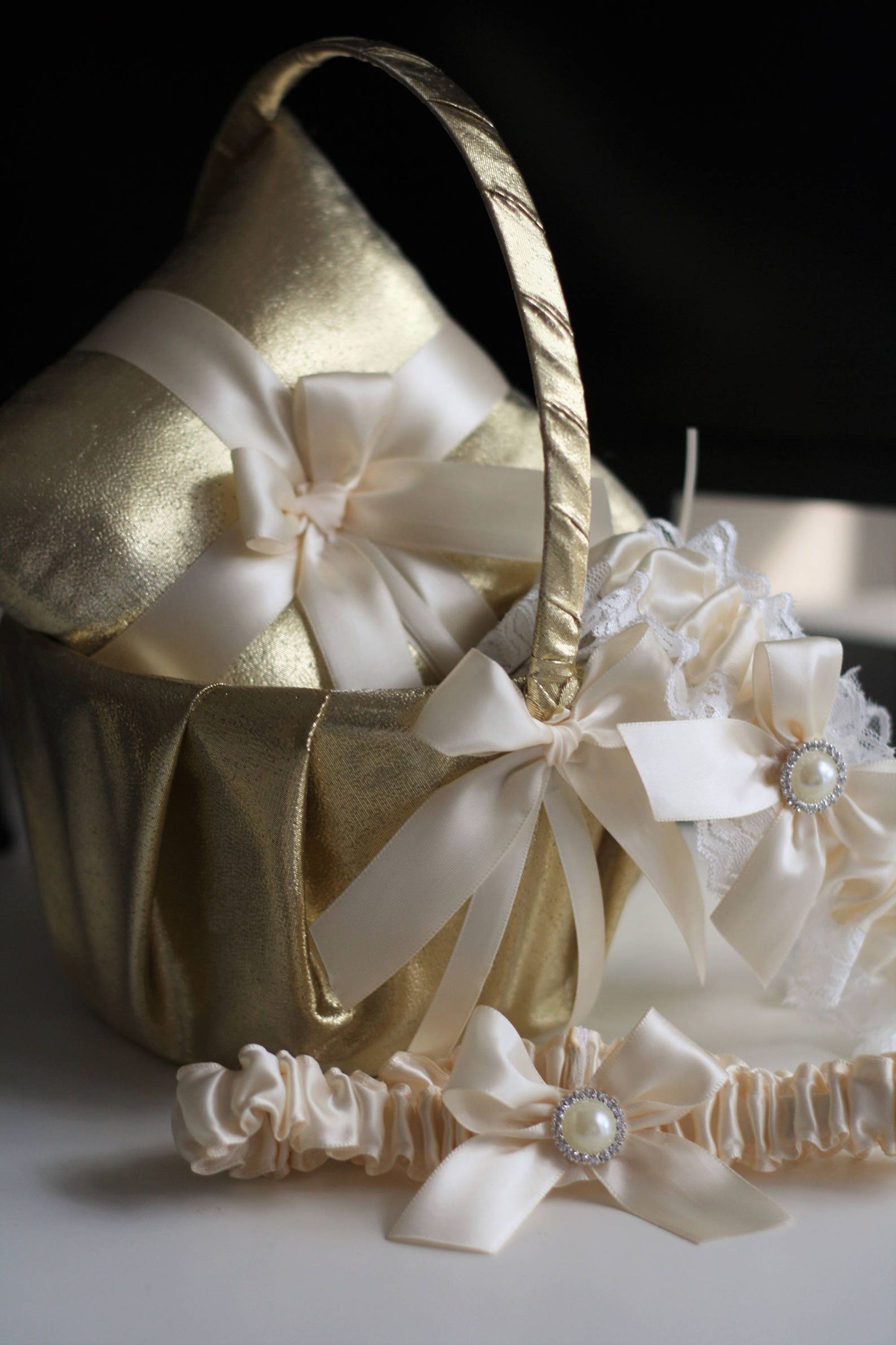 Gold Flower Girl Basket Flower Girl Baskets / Gold Wedding Etsy