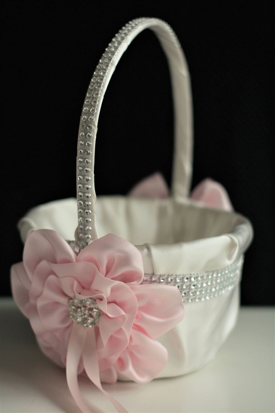 Flower Girl Basket Blush Wedding Basket, Blush Flower Basket, Blush