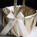Gold Flower Girl Basket Wedding Basket for Petals Wedding Basket Flower Girl Gift Proposal Gold Ivory Basket for Wedding Ceremony Basket