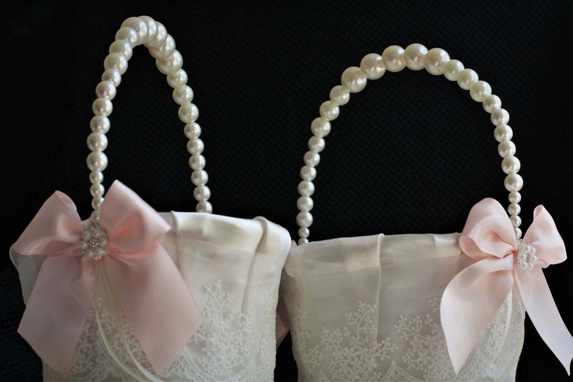 Blush Flower Girl Basket Blush Wedding Basket Blush Pink Etsy