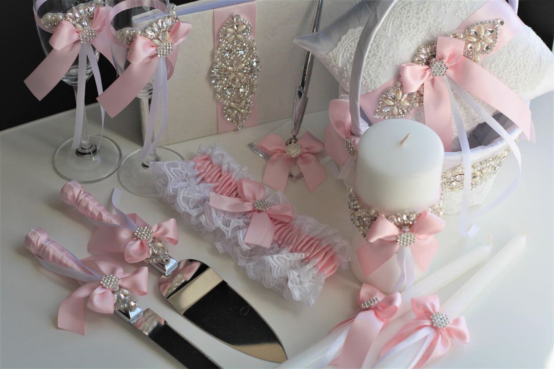 Pink Wedding Accessories / Pink Flower Girl Basket / Pink Ring Bearer ...