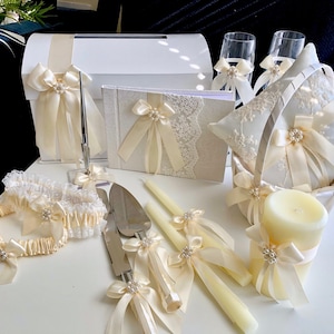 Ivory Cake Serving set, Ivory Cake Server Set, Beige Wedding Cake Cutting Set, Wedding cake knife and Server, Ivory Wedding knife set image 3