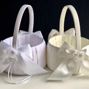 Ivory or White Flower Girl Basket
