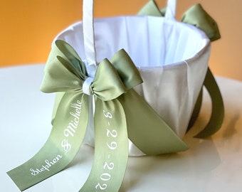 Sage Green Flower Girl Basket Sage Green Wedding Basket Sage Personalized Basket Green Basket Custom Flower Girl Gift Proposal Baskets