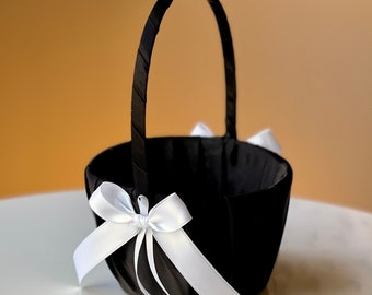 Flower Girl Basket Black White Wedding Basket Black Flower Girl Baskets Gift Proposal Black Wedding Baskets Black Flower Basket Modern