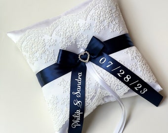 Ring Bearer Pillow Personalized Ring Pillow Navy Blue Wedding Ring Pillow Navy Ringkissen Ring Holder Ring Bearer Gift Proposal Pillows