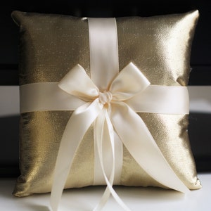 Gold Ring Bearer Pillow, Gold Flower Girl Basket, Flower Girl Gift, Ring Bearer Gift, Gold Wedding Basket and Ring Pillow Set, Ring Holder 1 Pillow