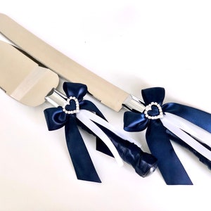 Navy Cake Serving Set, Blue Cake Server, Navy Blue Wedding Knife, Knife and Server, Wedding Cake Server