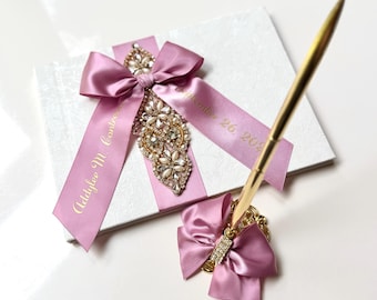 Quinceañera Guest Book with Pen Mauve Mis Quince Guest Book Birthday Guest Book Personalized Wishes Book Sweet 16 Guest Memory Book