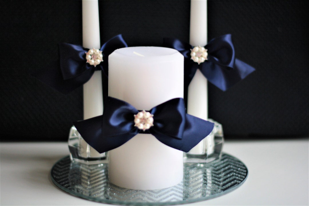 Unity Candles Navy Blue Wedding Unity Candle Set Church Candles Navy