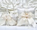 Flower Girl Basket and Ring Bearer Pillow Ivory Wedding Decor, Ivory Pearl Basket Pillow set