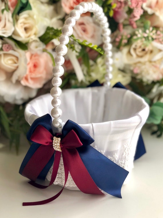 Cesto Portafiori Vintage Per Damigella - Bianco Con Pizzo E Manici In Tessuto, 20x20 Cm, Per Matrimonio E Cerimonie