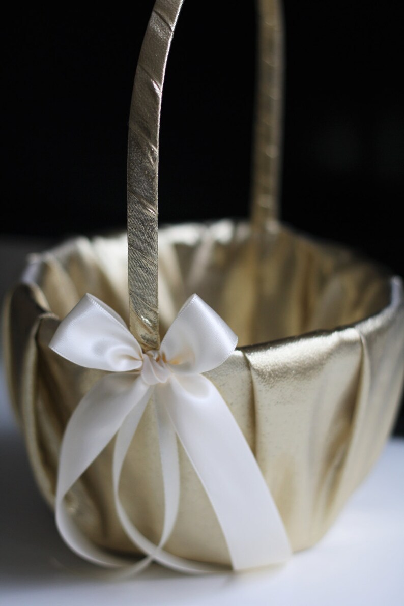 Gold Flower Girl Basket Flower Girl Baskets / Gold Wedding Etsy