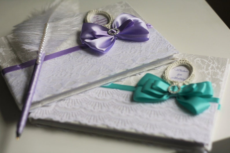 Mint & White Wedding Guest Book with initials Mint Baby Etsy