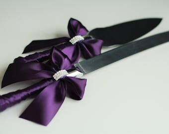 Plum Cake Server Set, Purple Wedding Cake Cutting Set / Plum Cake Serving set / Wedding cake knife and Server / Wedding knife set