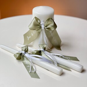 Sage Green Wedding Unity Candle Set Sage Green Candles Wedding Candle ...
