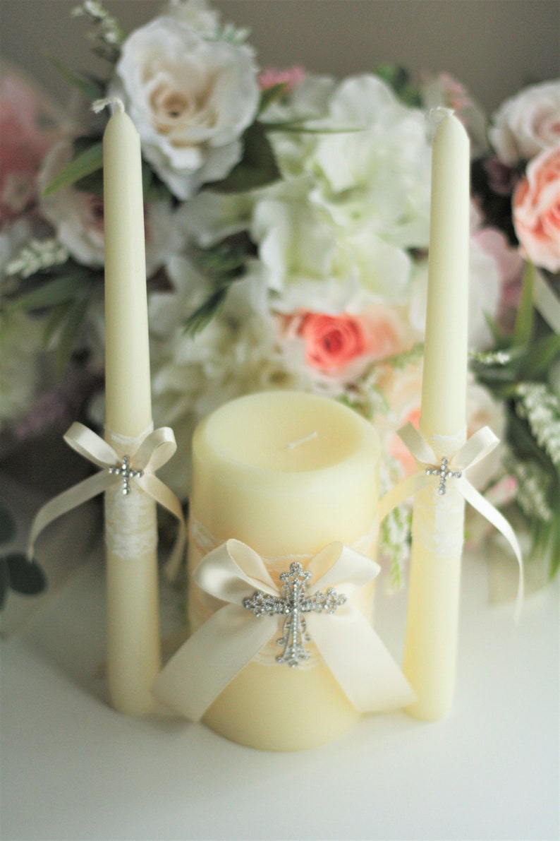 Ivory Unity Candle Set Cross Unity Candles Unity Candles Etsy