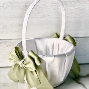 Pastel Green Flower Girl Basket, Green Wedding Basket, Sage Green Basket Pillow Set, Green Flower Basket 1 Basket Only