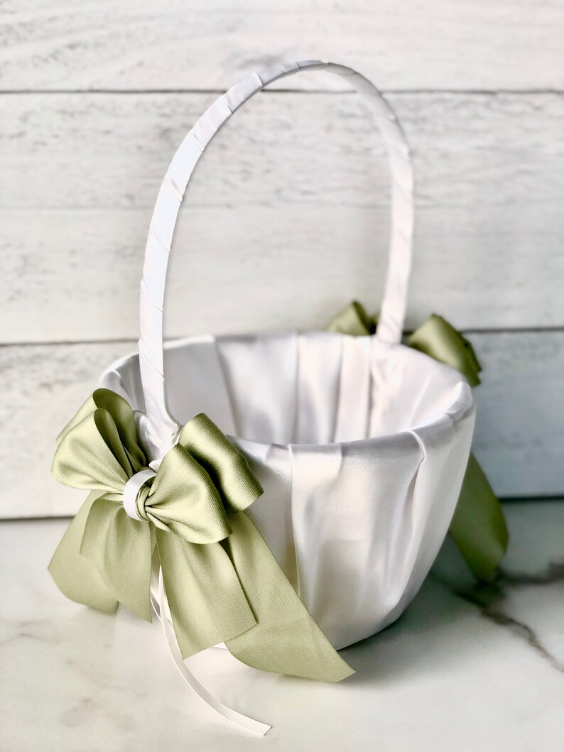 Pastel Green Flower Girl Basket, Green Wedding Basket, Sage Green Basket Pillow Set, Green Flower Basket 1 Basket Only
