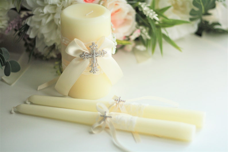 Ivory Unity Candle Set Cross Unity Candles Unity Candles Etsy