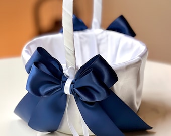 Flower Girl Basket Navy Blue Wedding Basket Flower Girl Gift Proposal Baskets for Wedding Ceremony Decor Navy Flower Basket for Petals