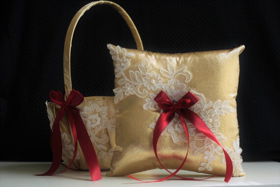 gold flower girl baskets