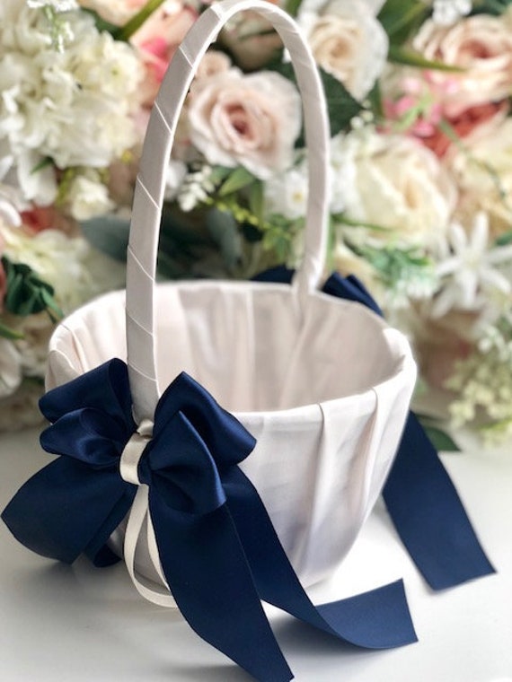 navy blue flower girl basket